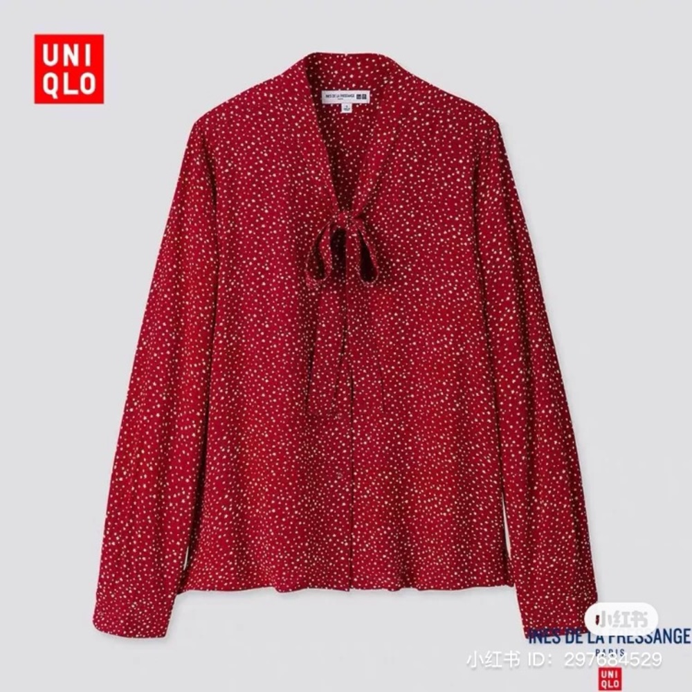 Uniqlo French chic shirt w/ bow
